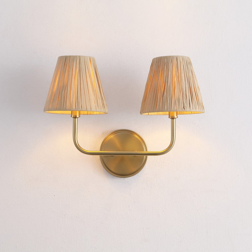 Malaya Bohemian Coastal Metal Pleated Paper Shade LED Vanity Light
