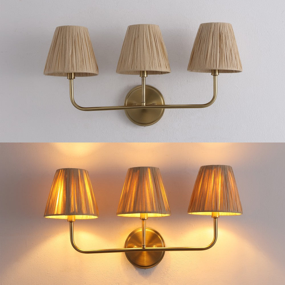 Malaya Bohemian Coastal Metal Pleated Paper Shade LED Vanity Light