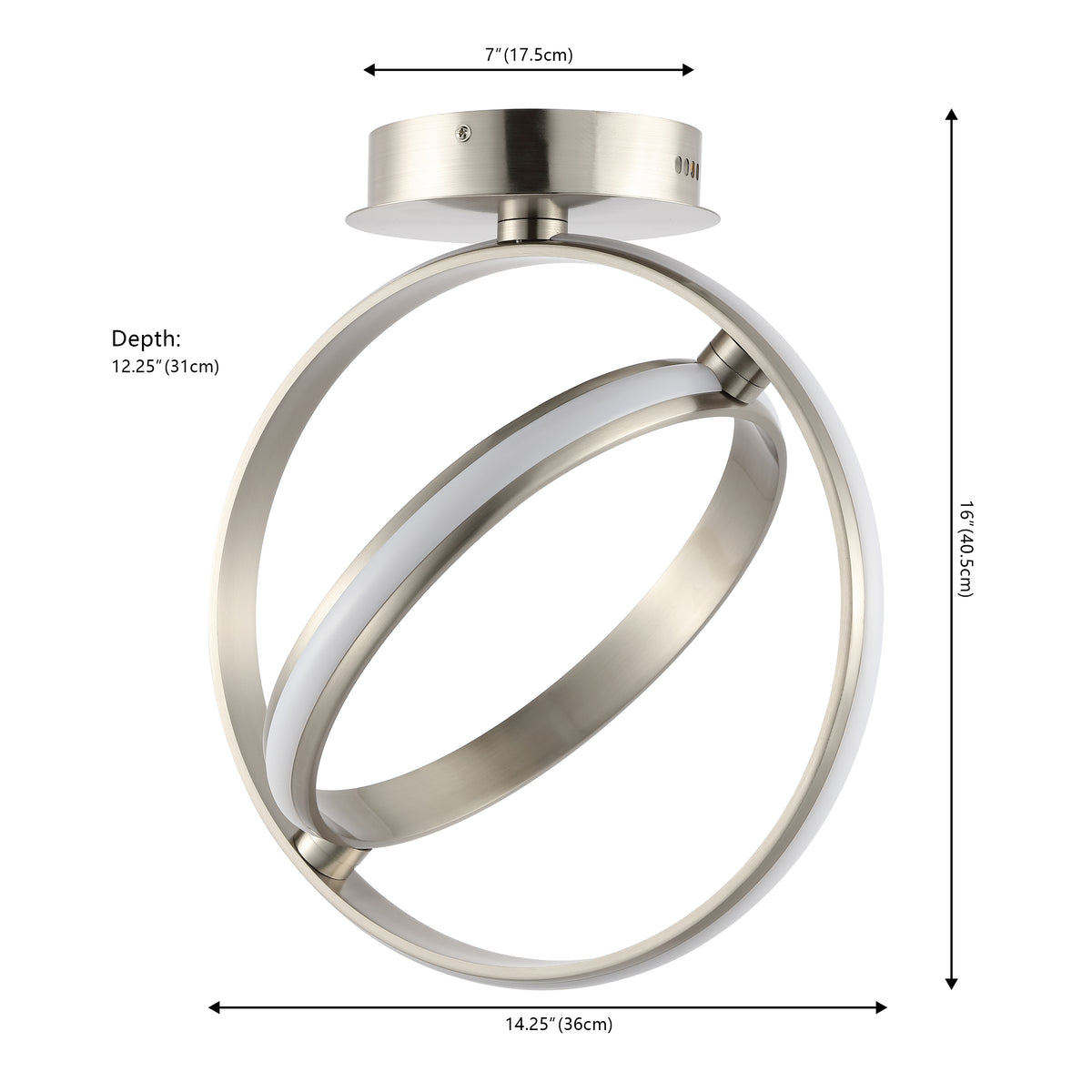 Nicole Modern Minimalist Aluminum Ring Integrated LED Semi Flush Mount