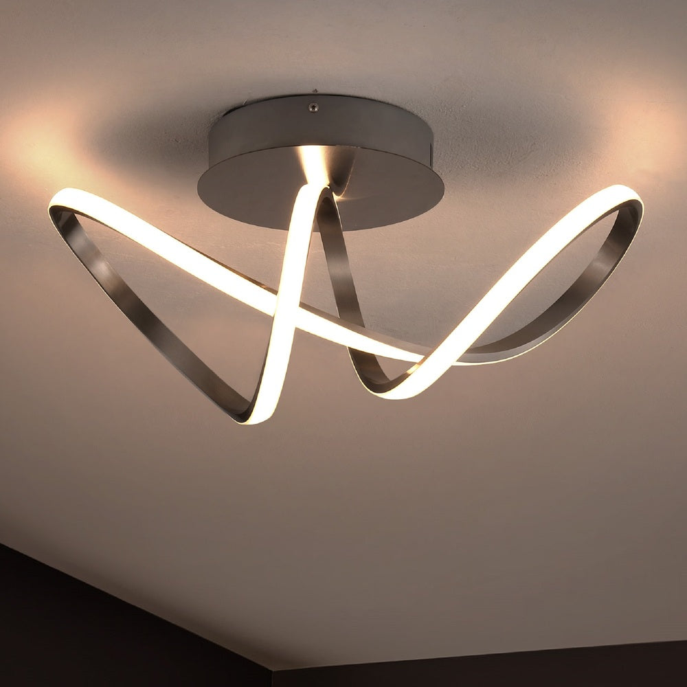 Chantelle 19.5" Modern Minimalist Aluminum Loop Integrated LED Semi Flush Mount