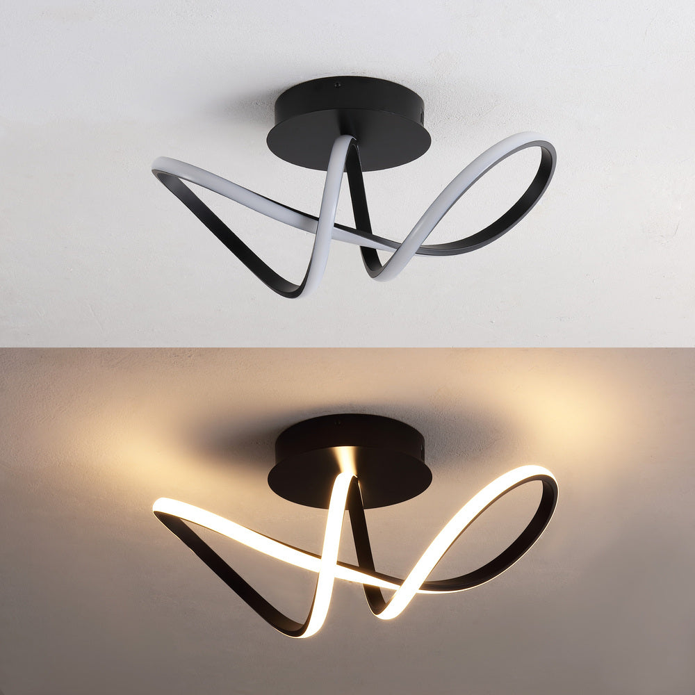 Chantelle 19.5" Modern Minimalist Aluminum Loop Integrated LED Semi Flush Mount
