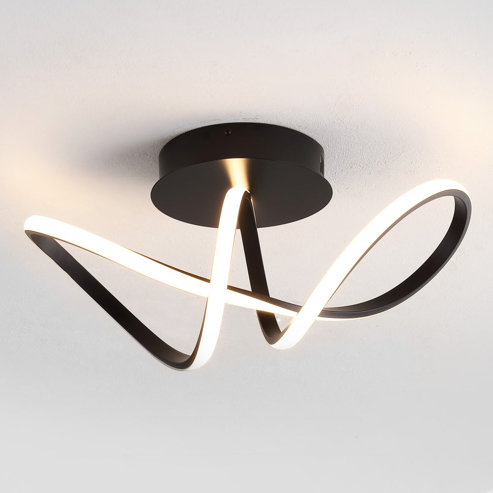 Chantelle 19.5" Modern Minimalist Aluminum Loop Integrated LED Semi Flush Mount