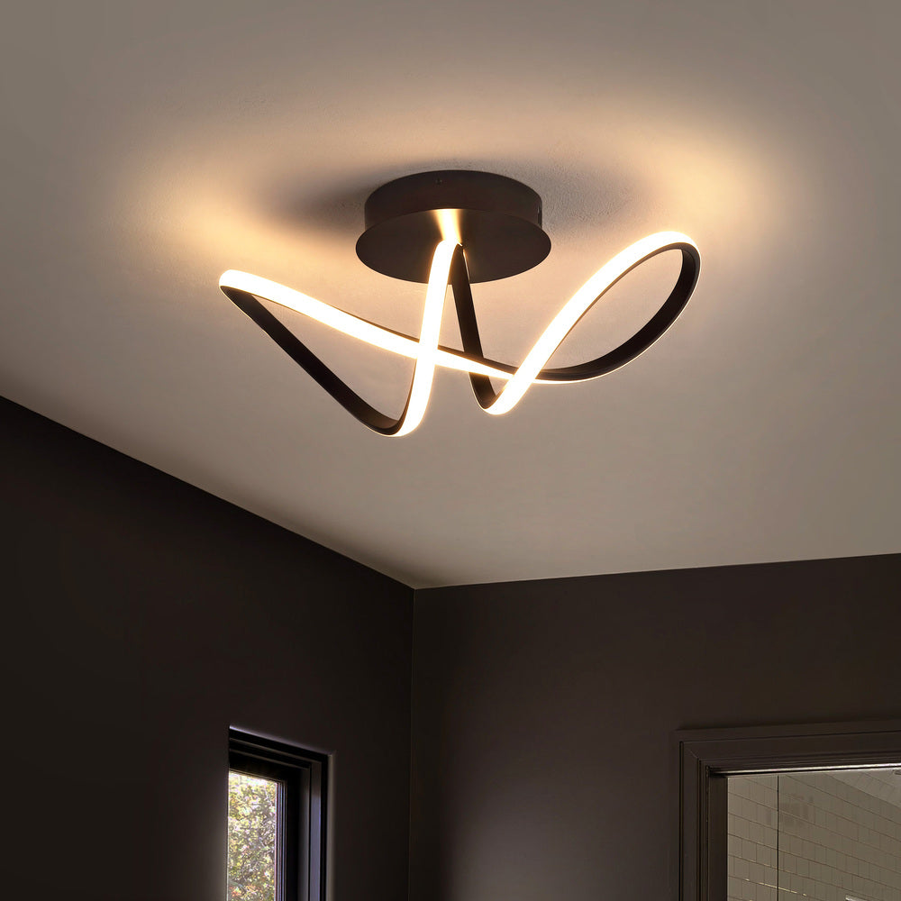 Chantelle 19.5" Modern Minimalist Aluminum Loop Integrated LED Semi Flush Mount