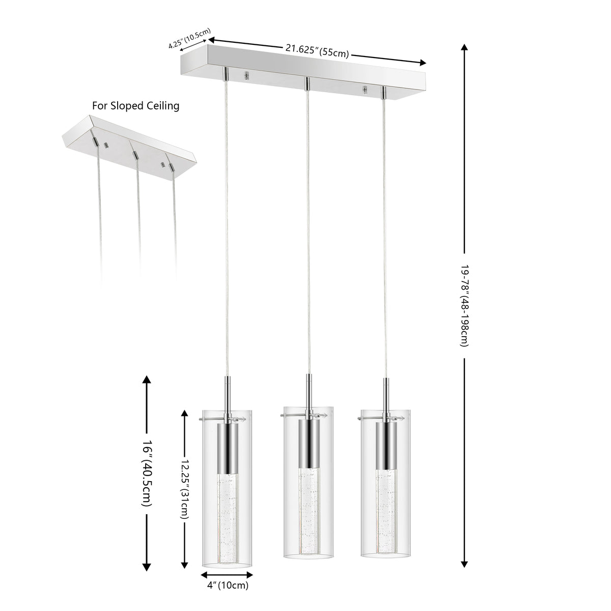 Mium Modern Style Iron/Crystal/Glass Integrated LED Linear Pendant