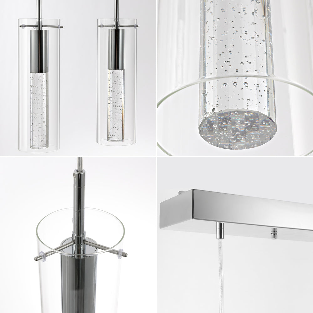 Mium Modern Style Iron/Crystal/Glass Integrated LED Linear Pendant