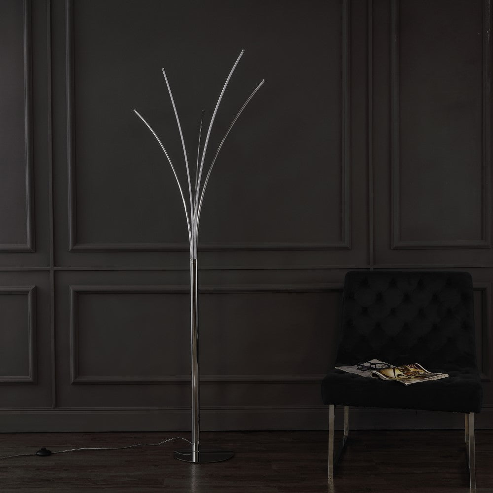 Clay 71" Modern Minimalist Metal 5-Branch Arc Dimmable Integrated LED Floor Lamp
