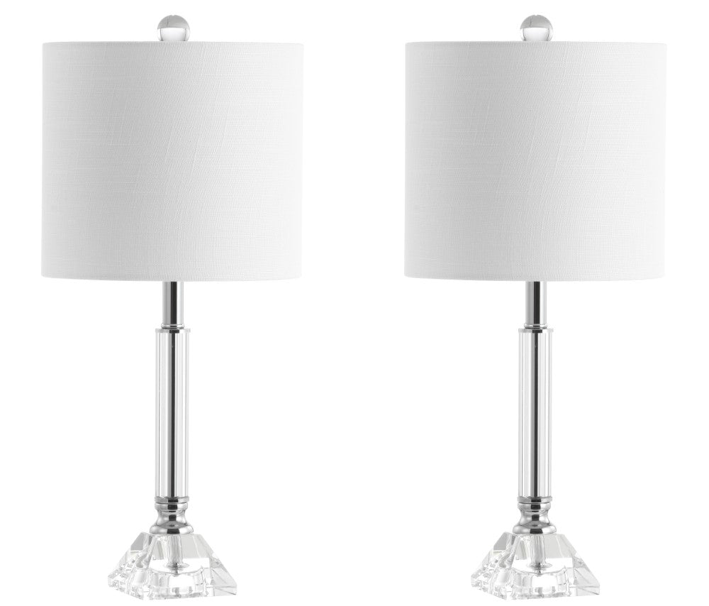 Okarito 19.5" Crystal Column/Metal LED Table Lamp Set 2