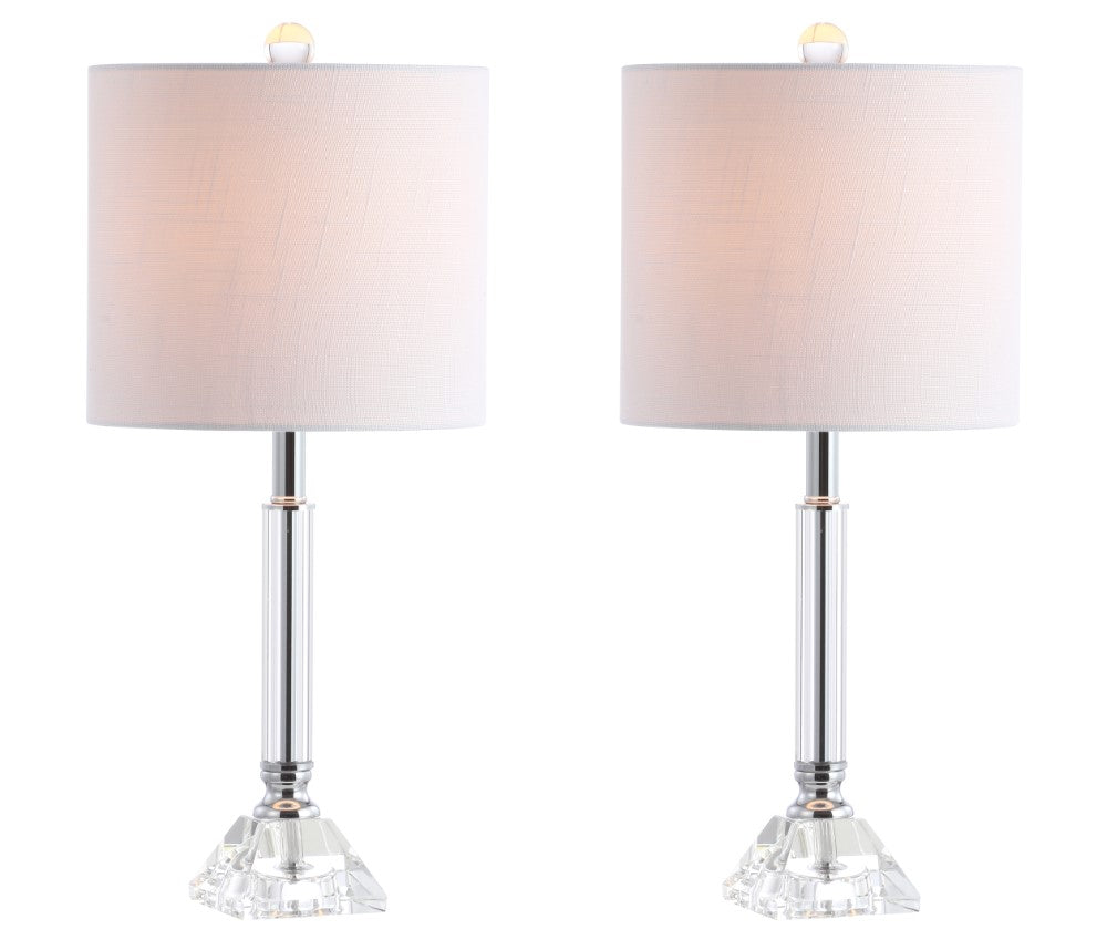 Okarito 19.5" Crystal Column/Metal LED Table Lamp Set 2