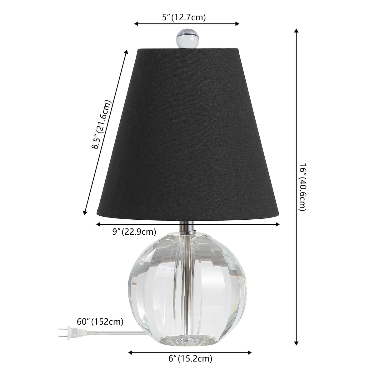 Northern 16" Crystal Ball/Metal LED Table Lamp