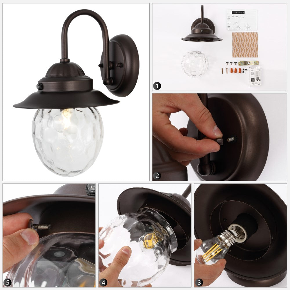 Hurricane 8.25" Farmhouse Industrial Iron/Glass Outdoor LED Sconce