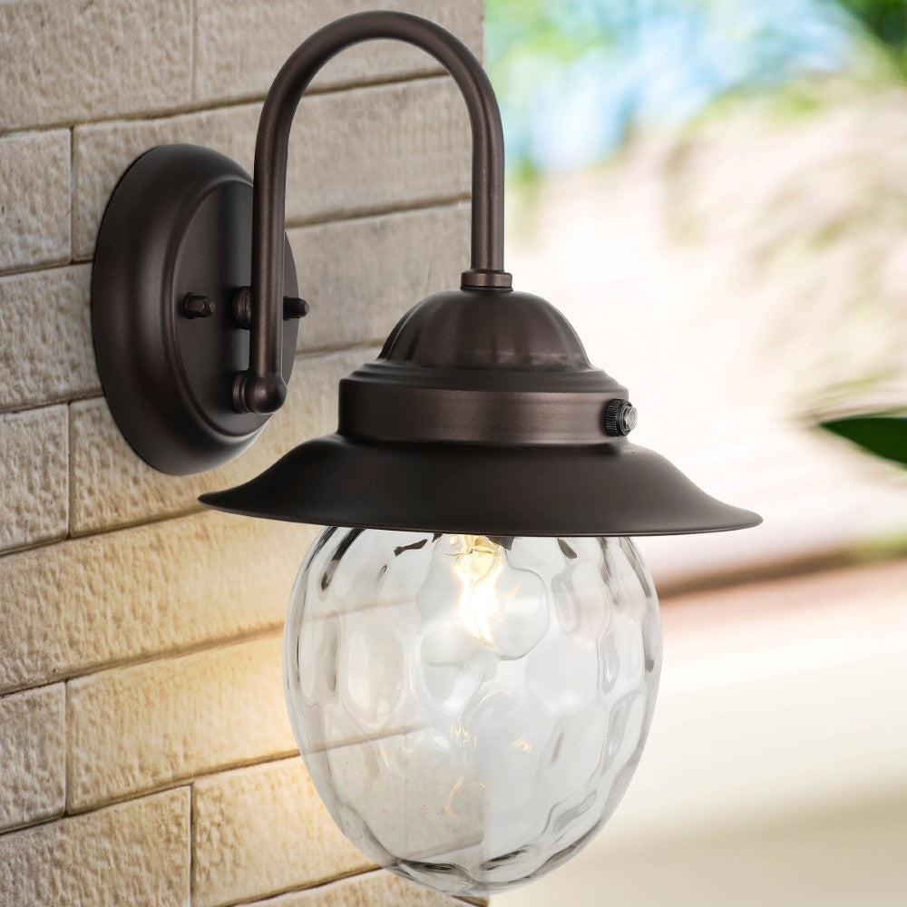 Hurricane 8.25" Farmhouse Industrial Iron/Glass Outdoor LED Sconce