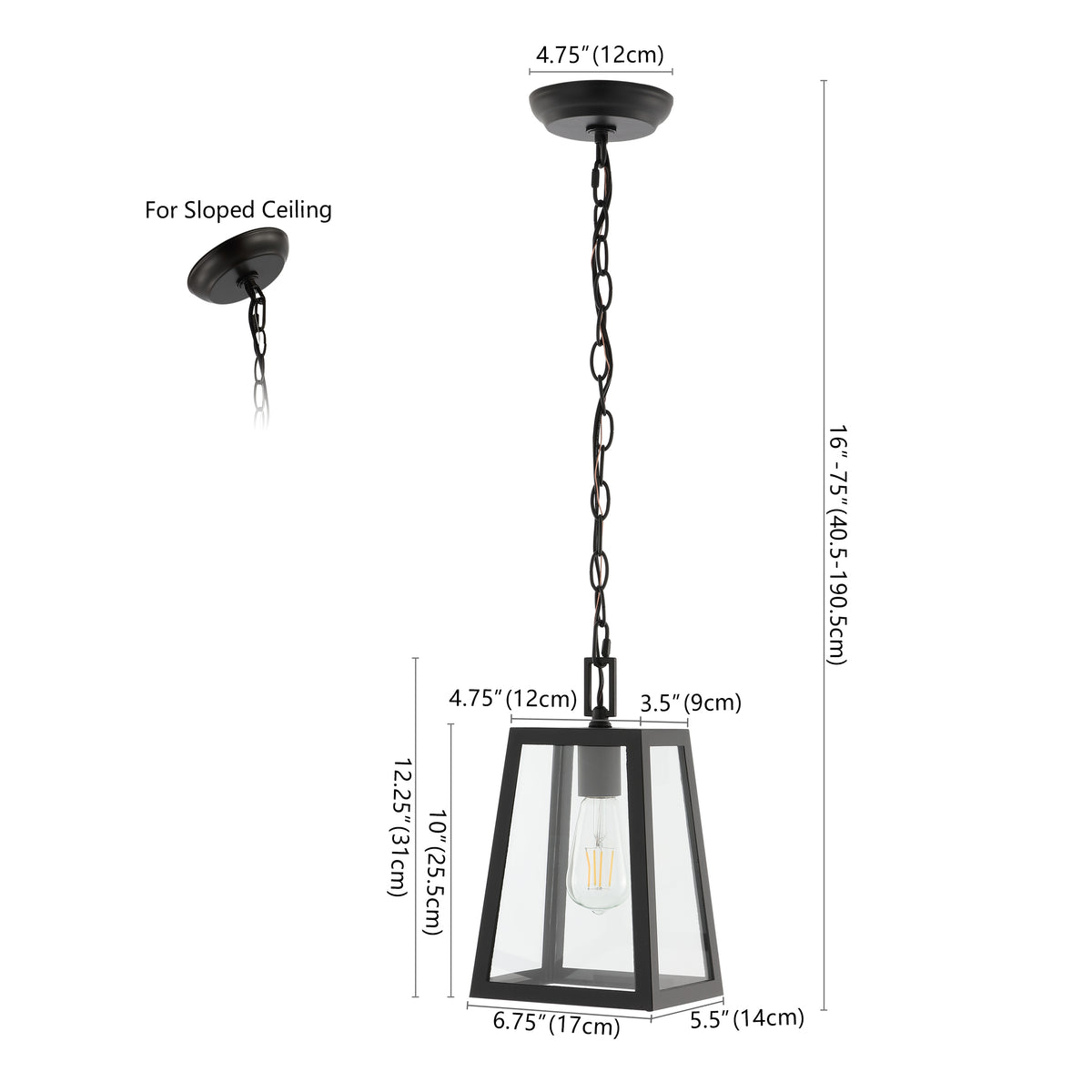 nordic 6.75" Farmhouse Industrial Iron/Glass Outdoor LED Pendant