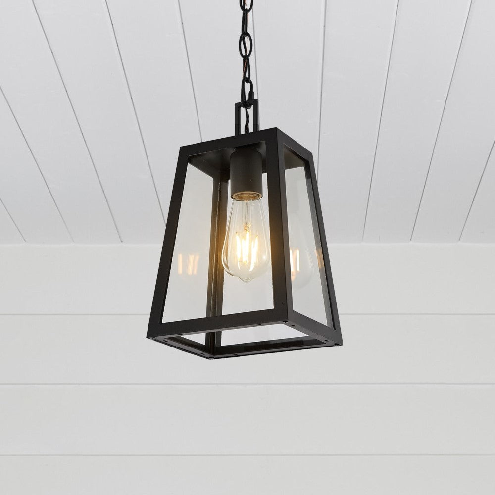 nordic 6.75" Farmhouse Industrial Iron/Glass Outdoor LED Pendant