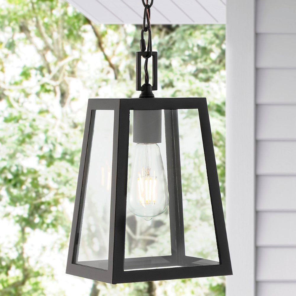 nordic 6.75" Farmhouse Industrial Iron/Glass Outdoor LED Pendant