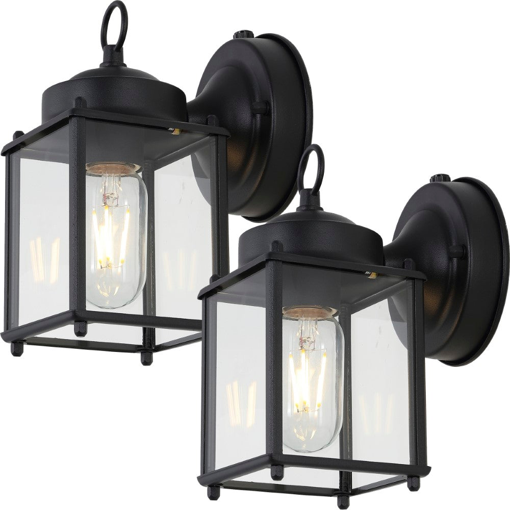 Globe 4.25" Farmhouse Industrial Iron/Glass Outdoor LED Sconce Set 2