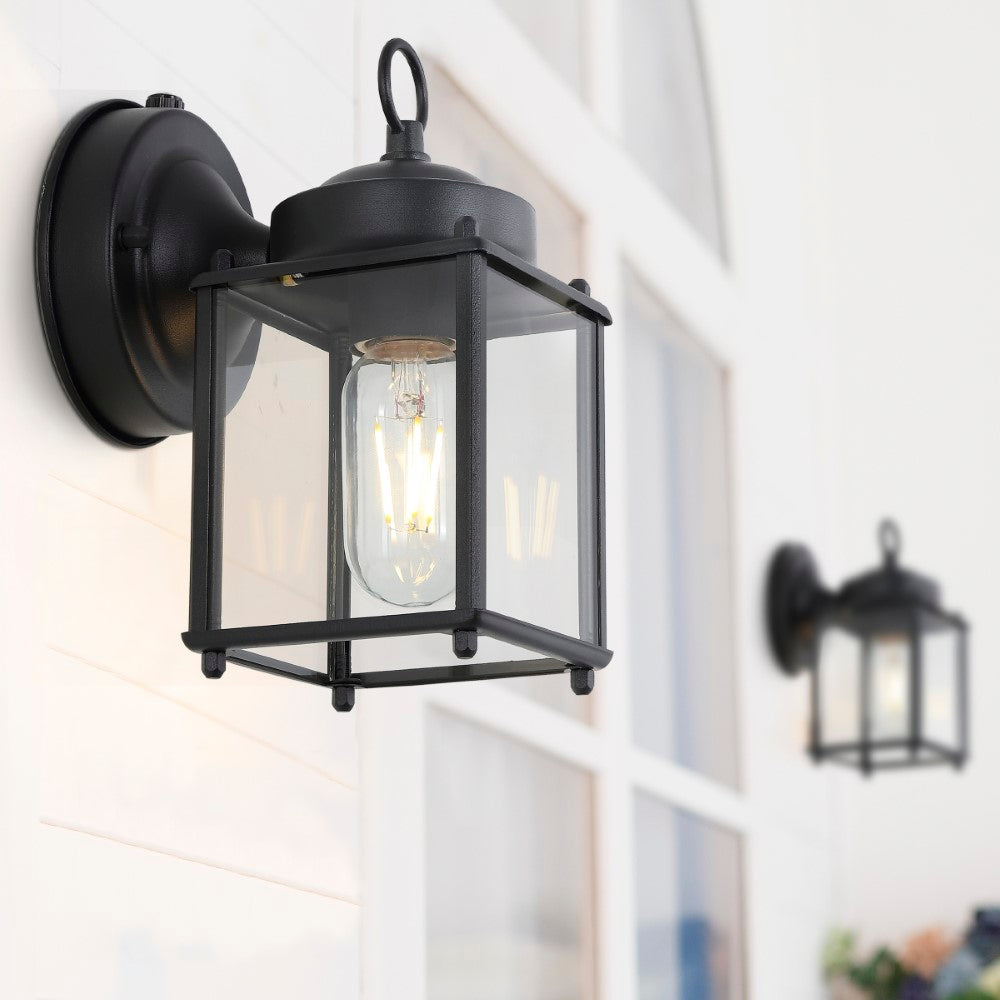 Globe 4.25" Farmhouse Industrial Iron/Glass Outdoor LED Sconce Set 2