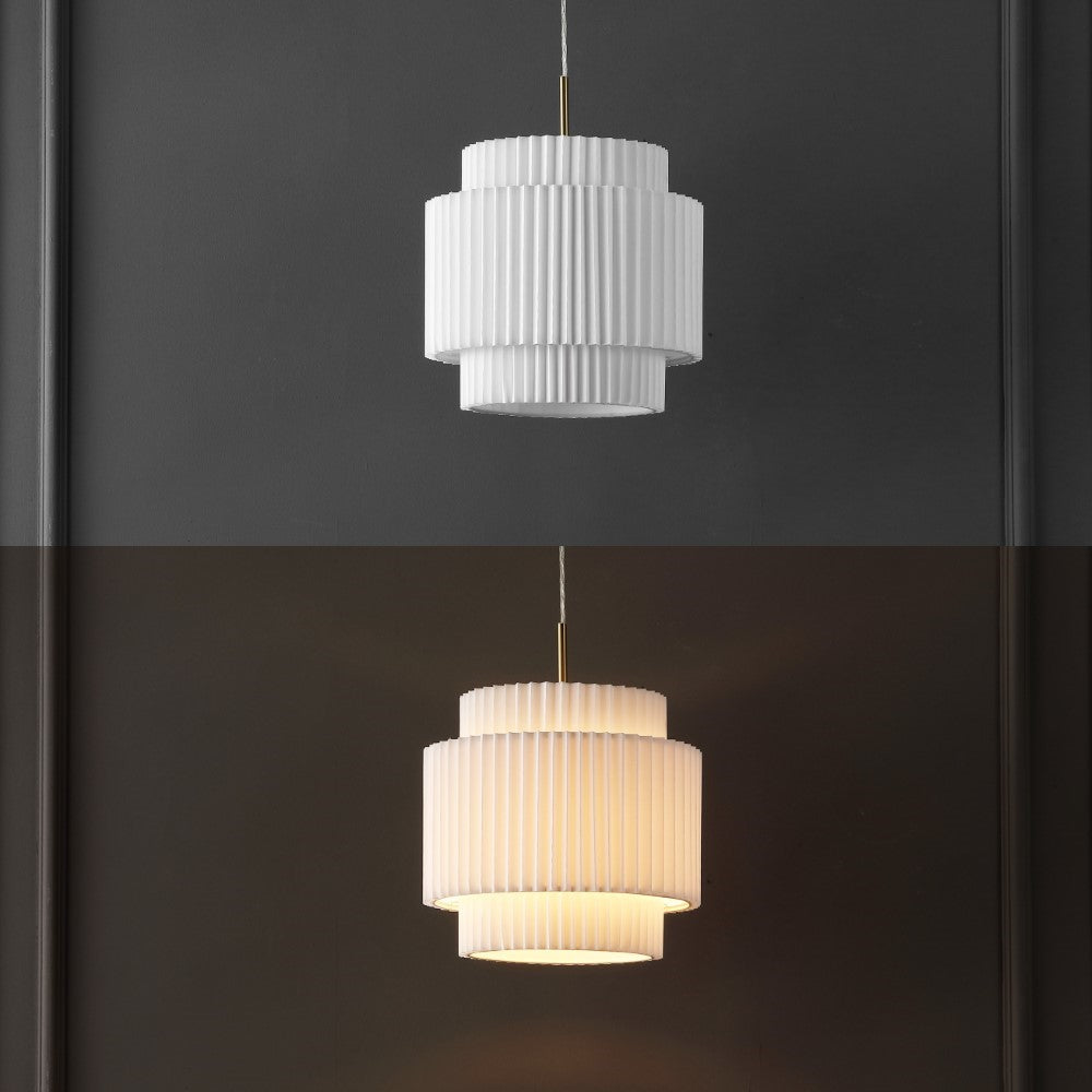 Aiden 14.5" 1-Light Vintage Mid-Century Iron LED Pendant with Pleated Shade