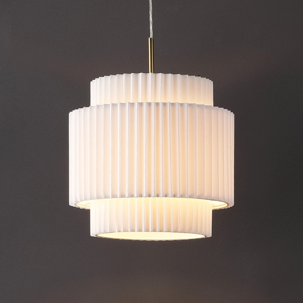 Aiden 14.5" 1-Light Vintage Mid-Century Iron LED Pendant with Pleated Shade