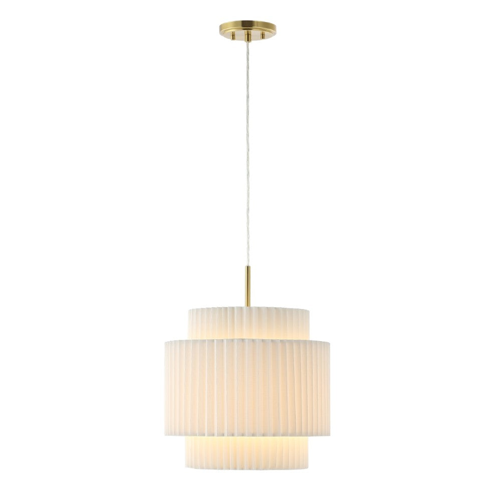 Aiden 14.5" 1-Light Vintage Mid-Century Iron LED Pendant with Pleated Shade