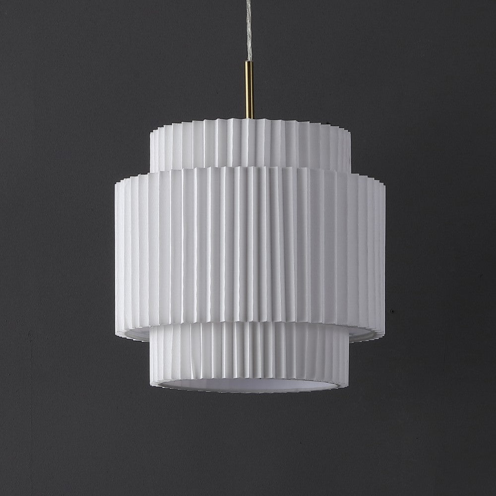Aiden 14.5" 1-Light Vintage Mid-Century Iron LED Pendant with Pleated Shade