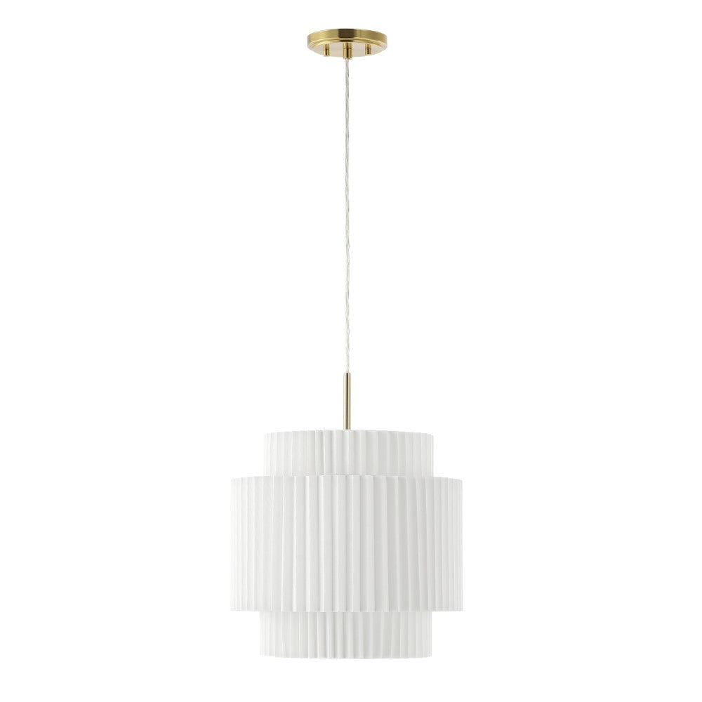 Aiden 14.5" 1-Light Vintage Mid-Century Iron LED Pendant with Pleated Shade