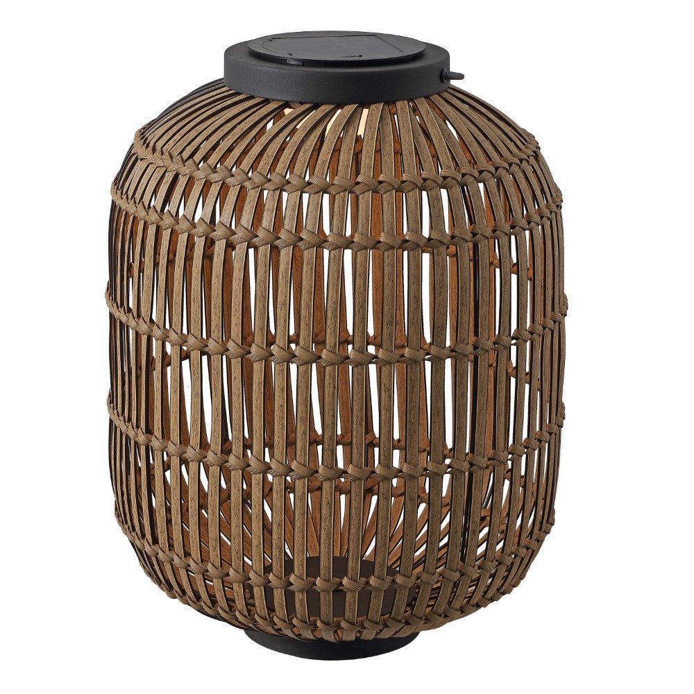 Star 20.5" Modern Global Faux Rattan Integrated Indoor/Outdoor LED Solar Powered Lantern