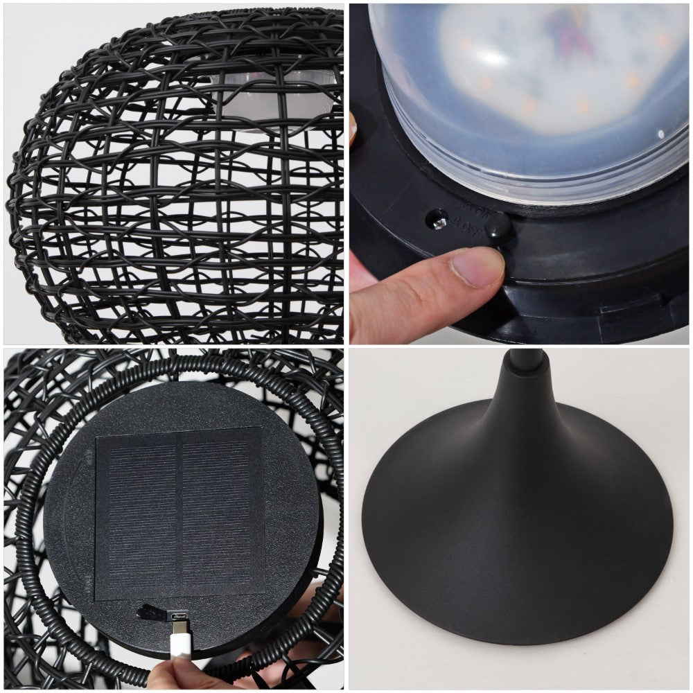 Strait 58" Modern Coastal Faux Rattan Integrated Indoor/Outdoor LED Solar Powered Floor Lamp