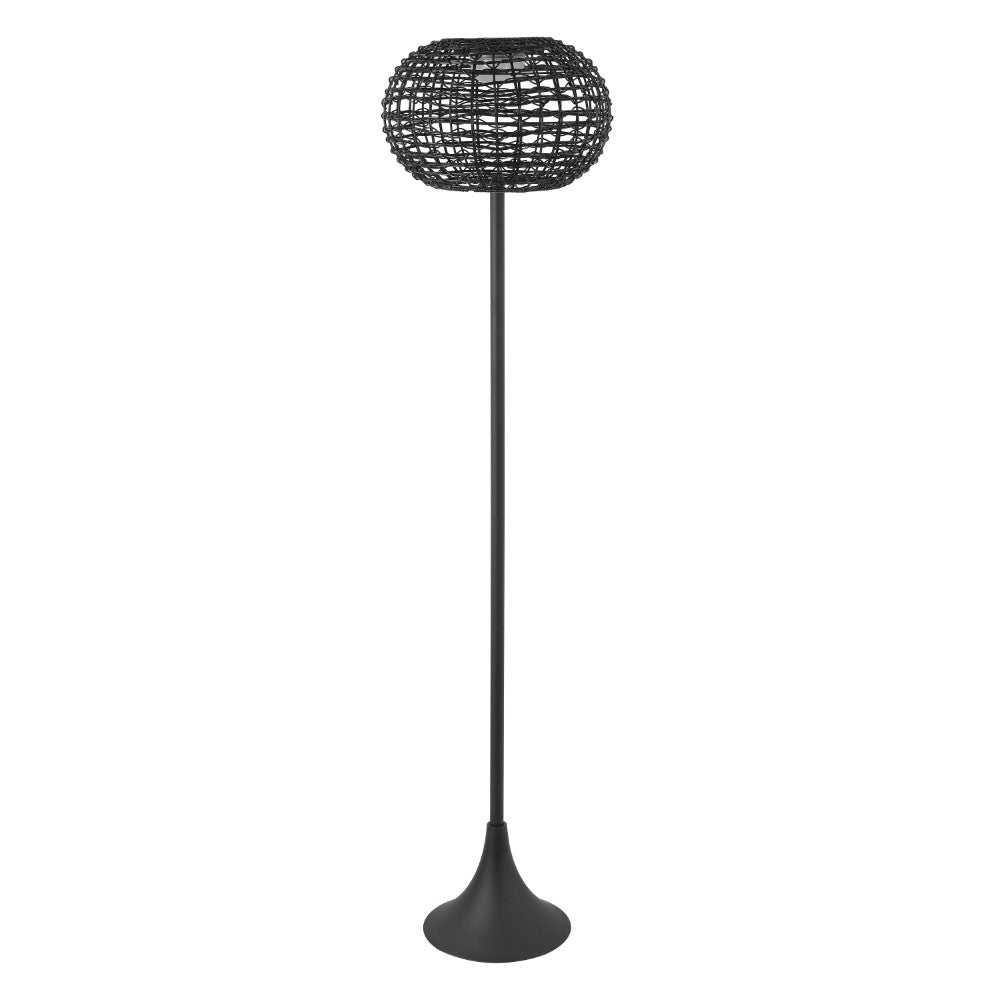 Strait 58" Modern Coastal Faux Rattan Integrated Indoor/Outdoor LED Solar Powered Floor Lamp