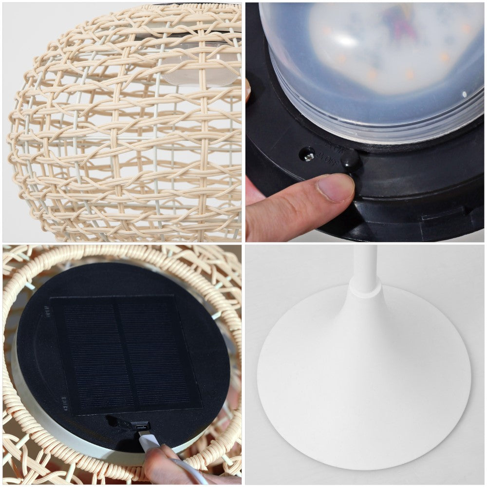 Strait 58" Modern Coastal Faux Rattan Integrated Indoor/Outdoor LED Solar Powered Floor Lamp