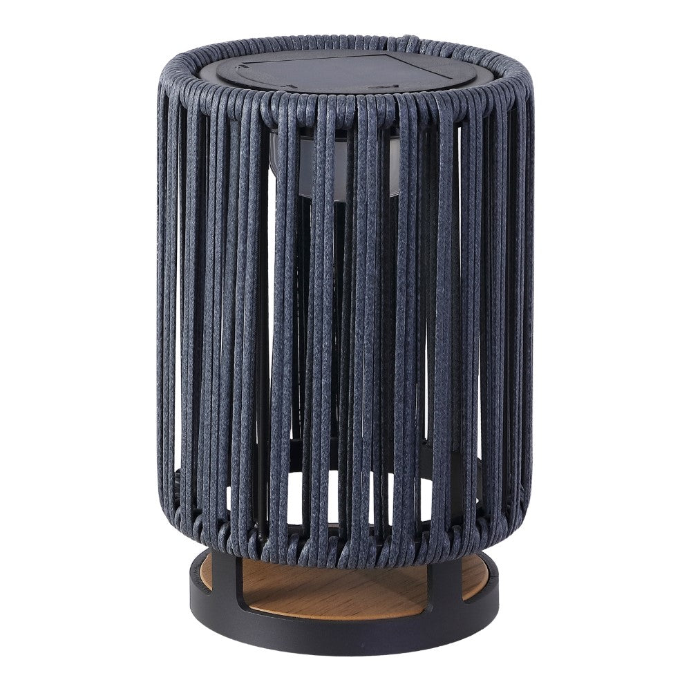 Billowy Modern Minimalist Faux Rattan Integrated Indoor/Outdoor LED Solar Powered Lantern