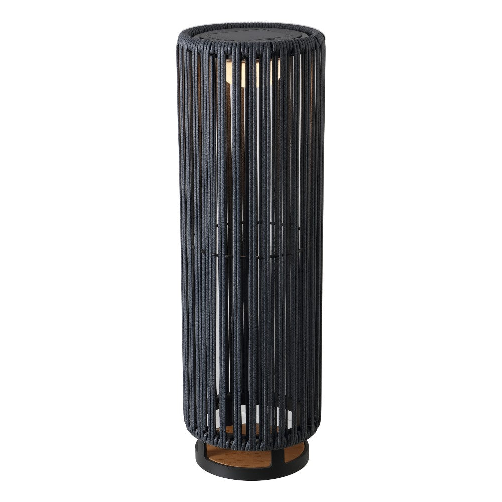 Billowy Modern Minimalist Faux Rattan Integrated Indoor/Outdoor LED Solar Powered Lantern