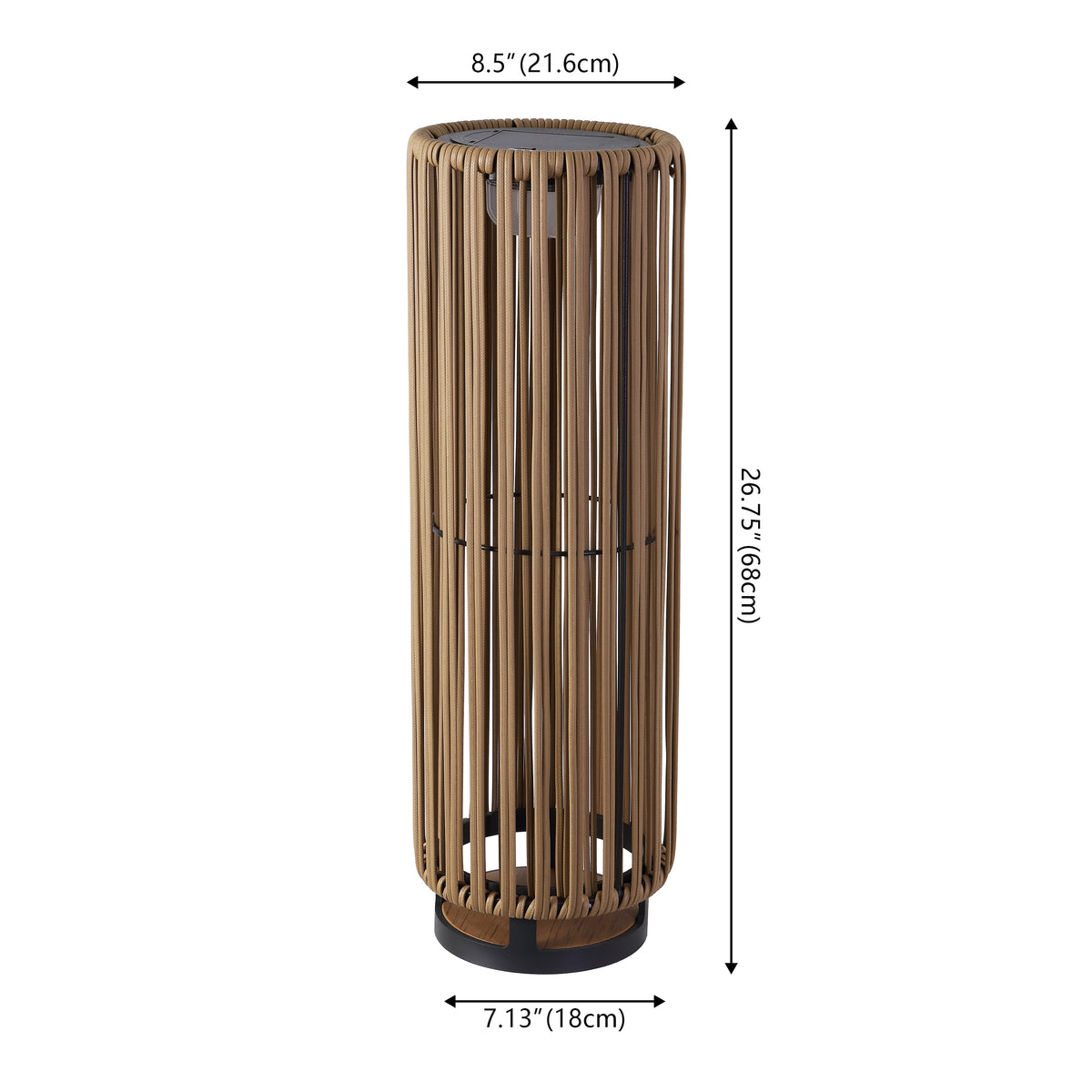 Billowy Modern Minimalist Faux Rattan Integrated Indoor/Outdoor LED Solar Powered Lantern