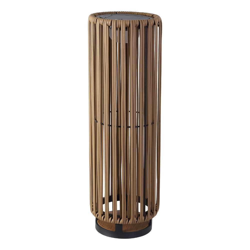 Billowy Modern Minimalist Faux Rattan Integrated Indoor/Outdoor LED Solar Powered Lantern