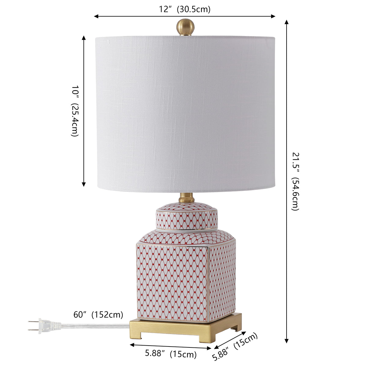 Davion 21.5" Ceramic/Metal Ginger Jar LED Table Lamp