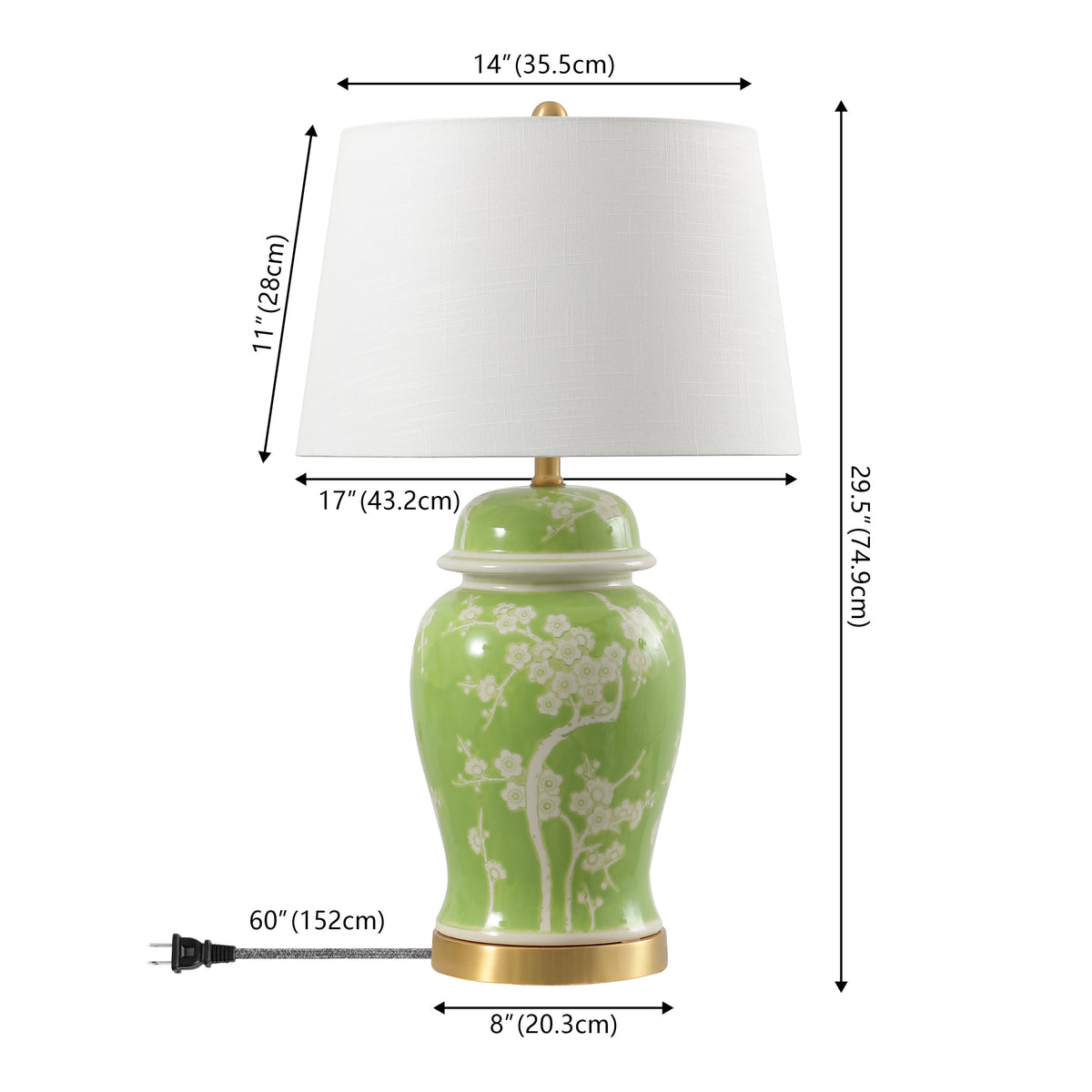 Edinburgh 29.5" Ginger Jar Ceramic/Metal LED Table Lamp
