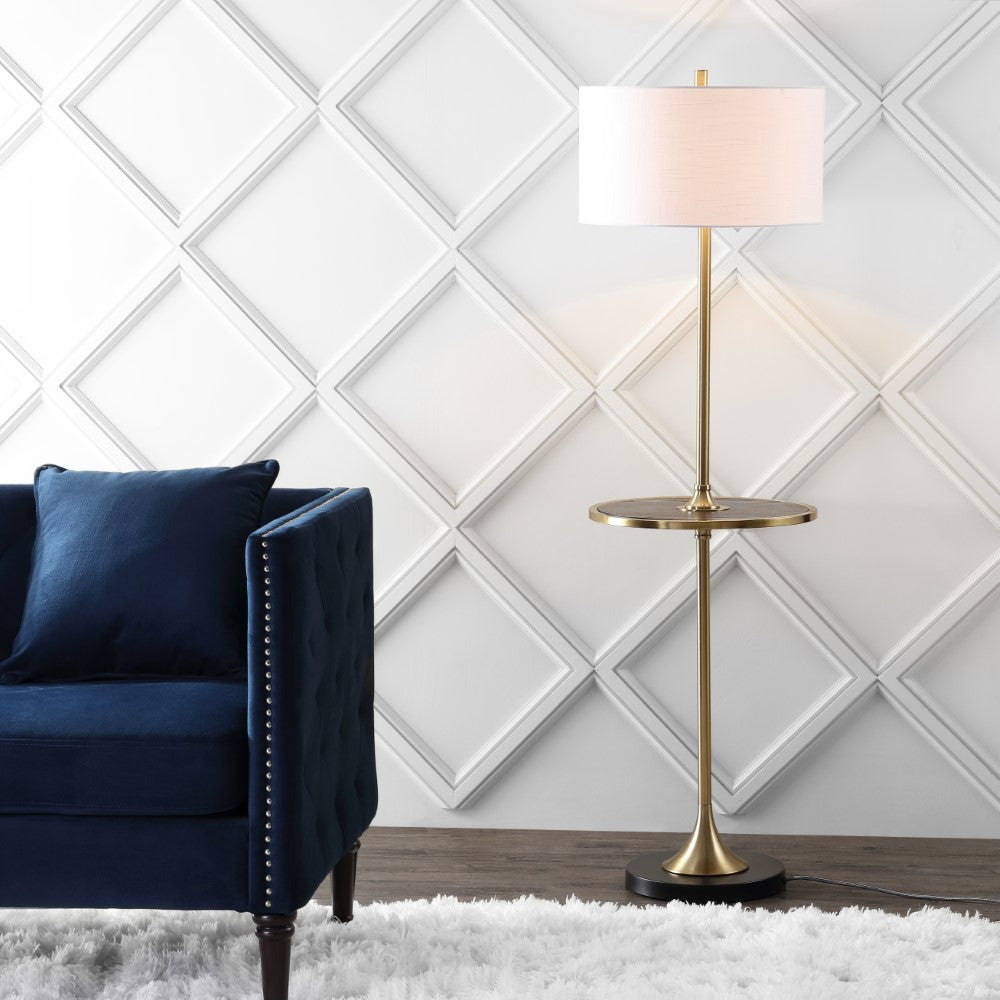 Jamari 59" Metal/Wood LED Floor Lamp with Table