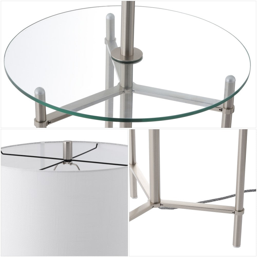 Brooklyn 59" Metal/Glass LED Side Table and Floor Lamp