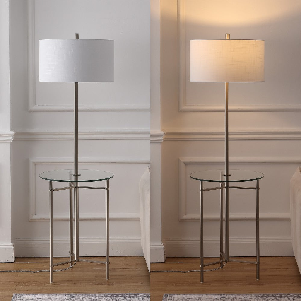 Brooklyn 59" Metal/Glass LED Side Table and Floor Lamp