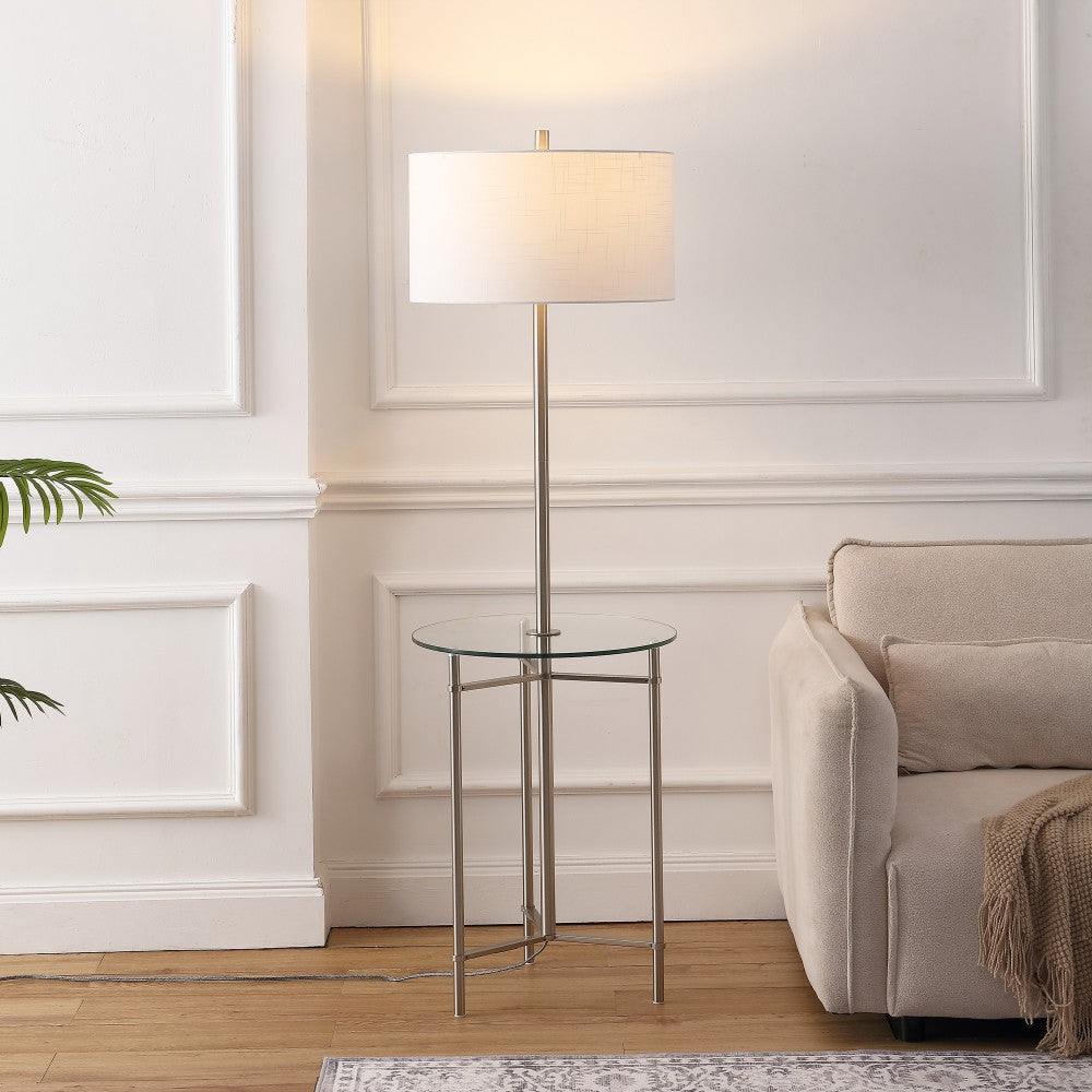 Brooklyn 59" Metal/Glass LED Side Table and Floor Lamp