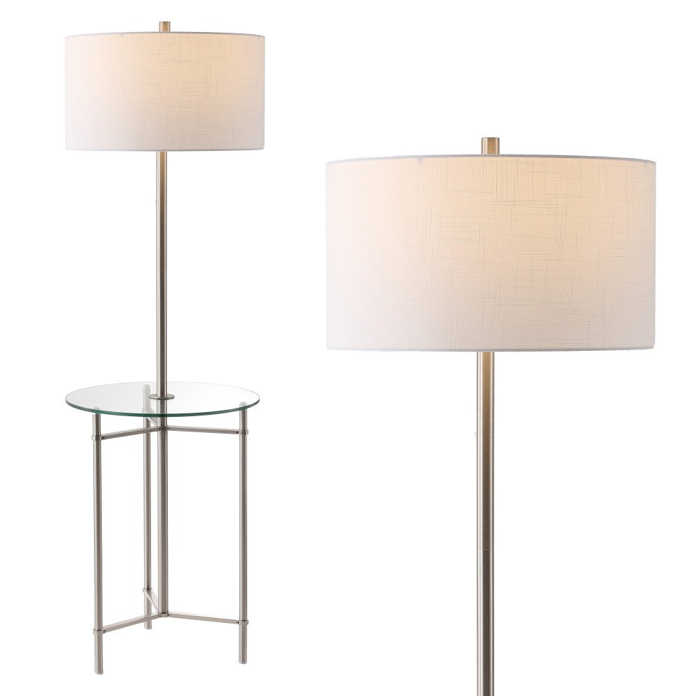 Brooklyn 59" Metal/Glass LED Side Table and Floor Lamp