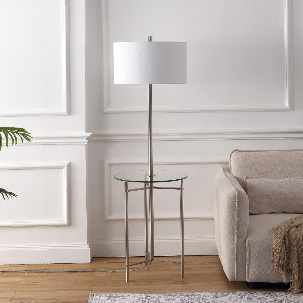 Brooklyn 59" Metal/Glass LED Side Table and Floor Lamp