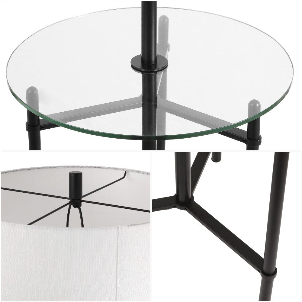 Brooklyn 59" Metal/Glass LED Side Table and Floor Lamp
