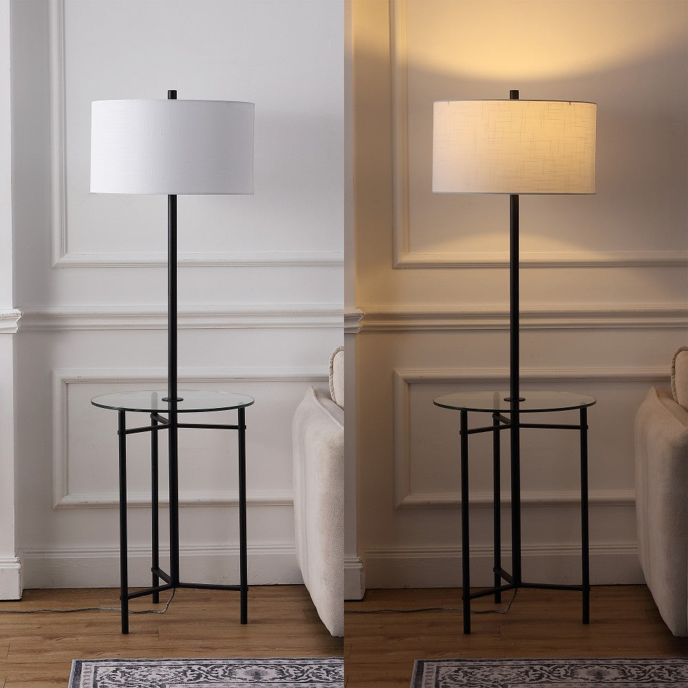 Brooklyn 59" Metal/Glass LED Side Table and Floor Lamp