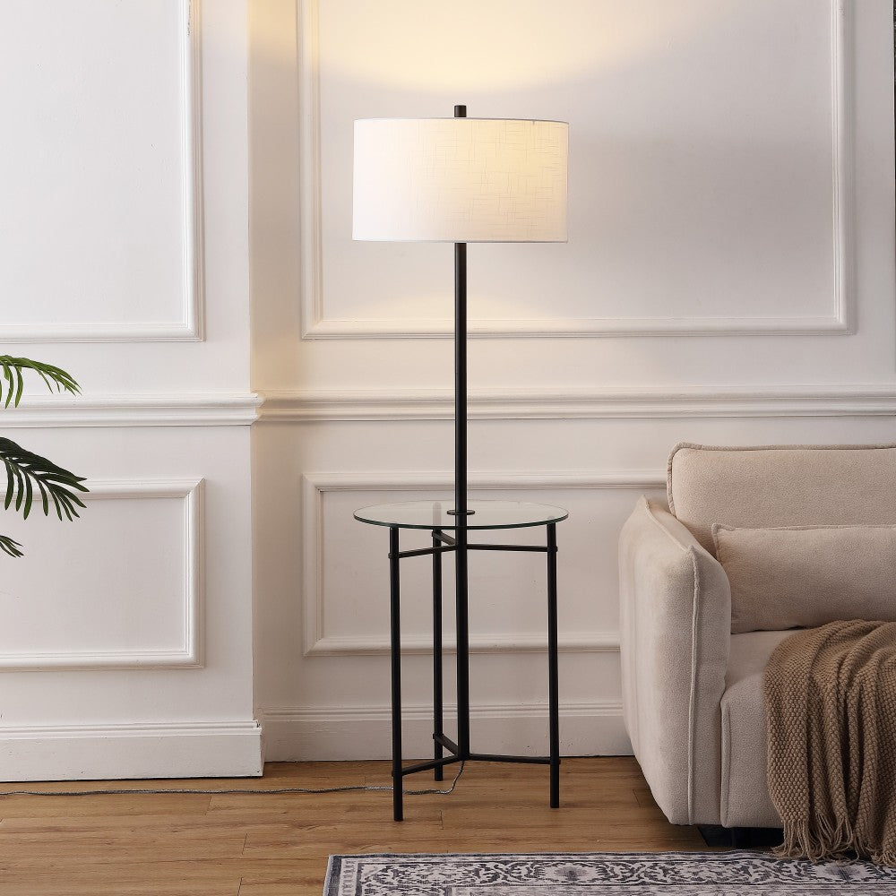 Brooklyn 59" Metal/Glass LED Side Table and Floor Lamp