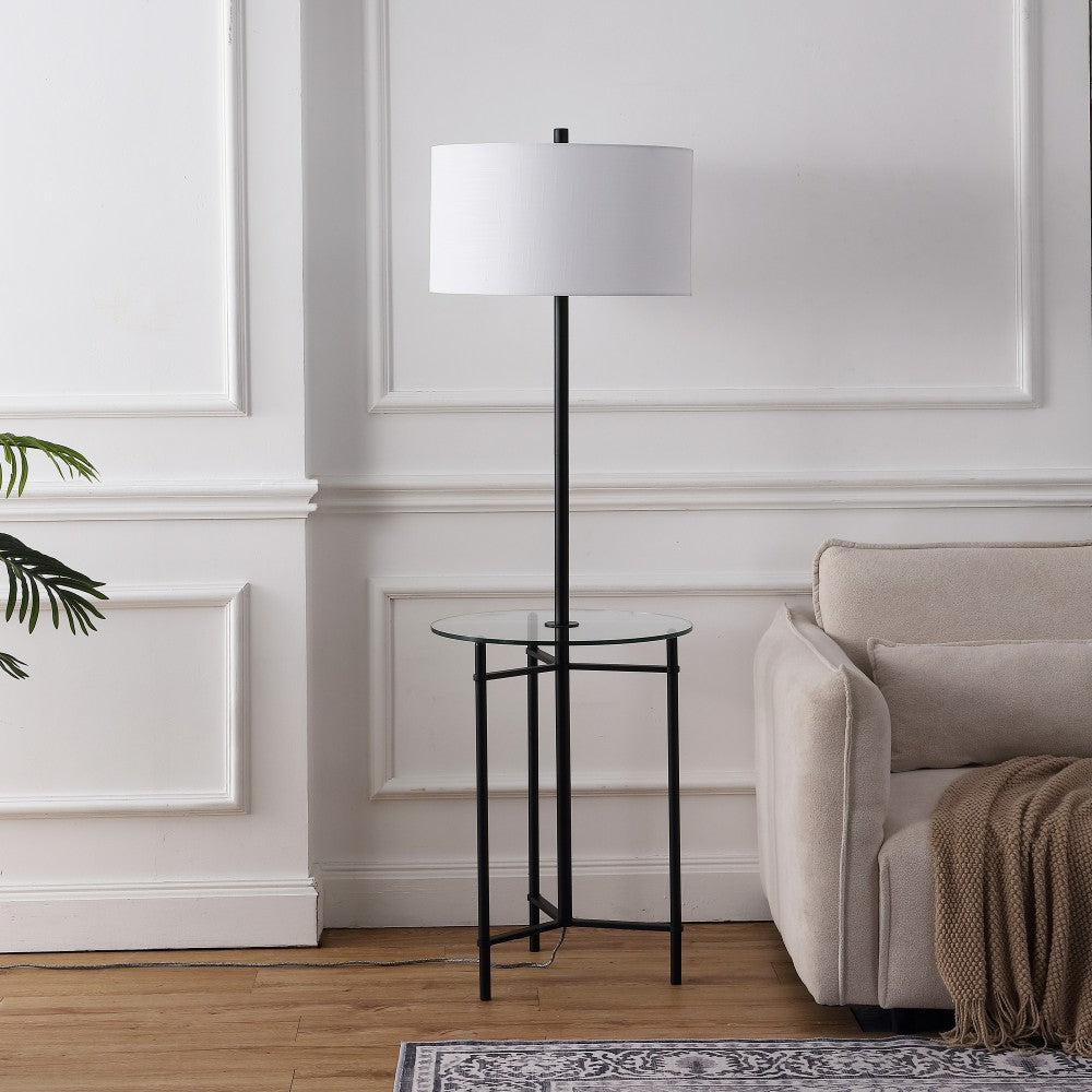 Brooklyn 59" Metal/Glass LED Side Table and Floor Lamp