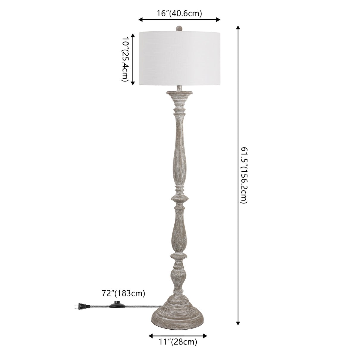 Kassandra 61.5" Resin Spindle LED Floor Lamp