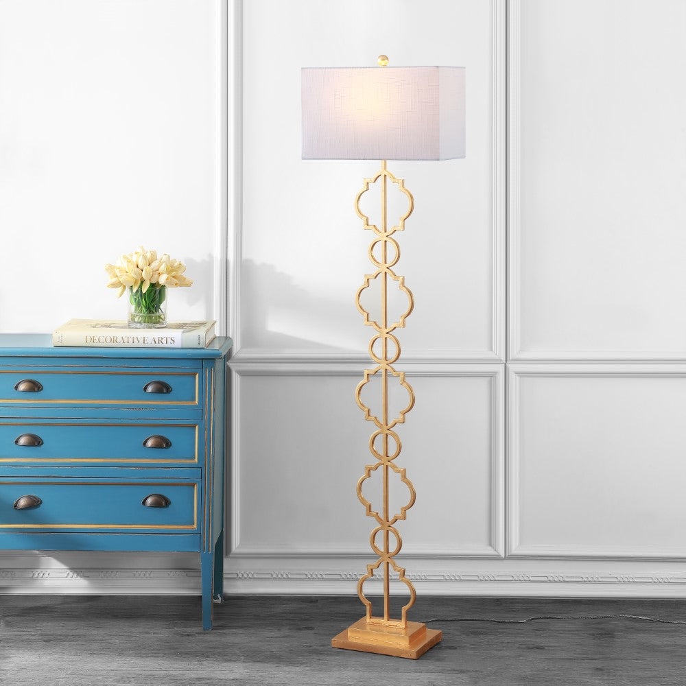 Burgess 64.5" Iron Ogee Trellis Modern LED Floor Lamp