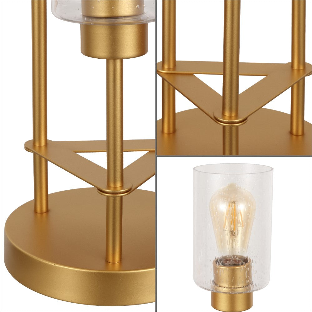 Jackson Modern 20.5" Iron/Seeded Glass Modern Industrial LED Table Lamp