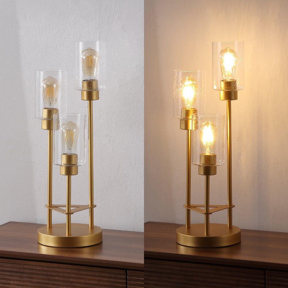 Jackson Modern 20.5" Iron/Seeded Glass Modern Industrial LED Table Lamp