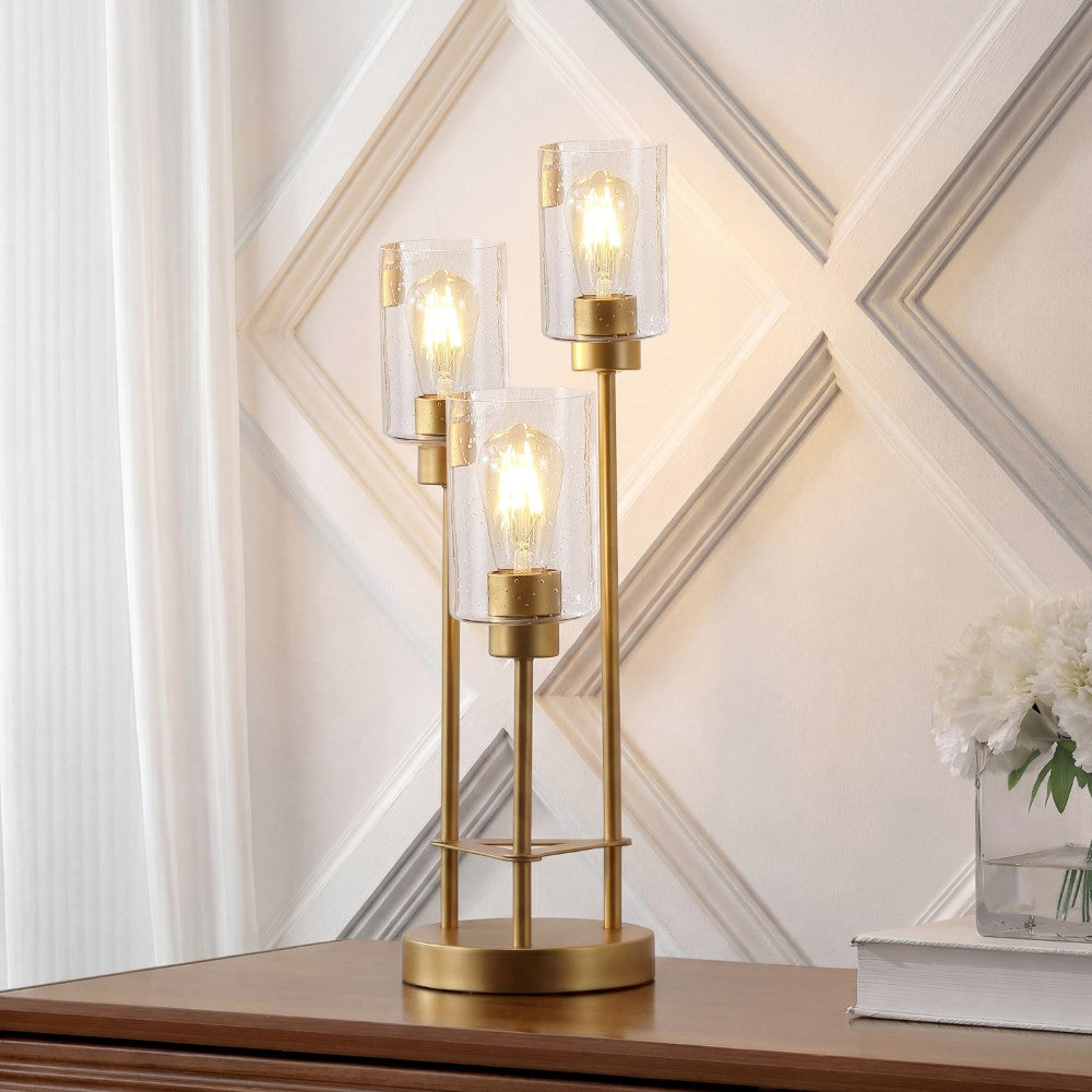 Jackson Modern 20.5" Iron/Seeded Glass Modern Industrial LED Table Lamp